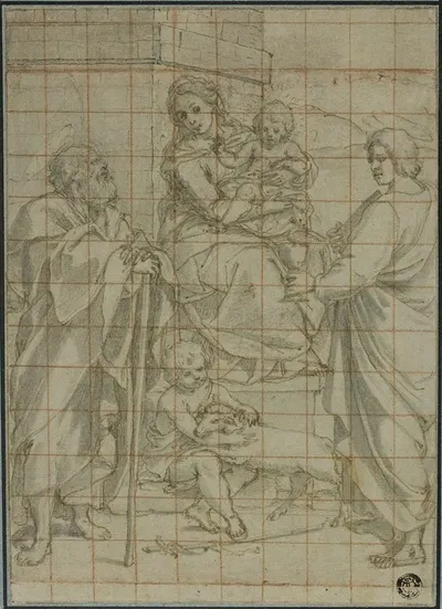 Holy Family with Saint John the Evangelist and the Infant John the Baptist by Bartolomeo Cesi — digital art print download