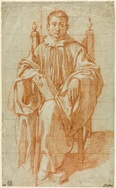 Seated Youth Wearing a Monk’s Habit; Study for Saint Benedict by Bartolomeo Cesi, 1590 — digital art print download