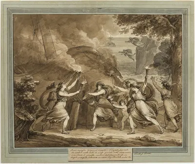 Cupid Advises Calypso to Set Fire to Mentor’s Ship, from The Adventures of Telemachus, Book 7 by Бартоломео Пинелли, 1808 —…