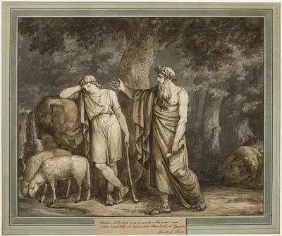 Telemachus is Consoled by Termosiris, Priest of Apollo, from The Adventures of Telemachus, Book 2 by Бартоломео Пинелли,…