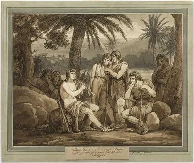 Telemachus Plays and Sings to the Shepherds in Egypt, from The Adventures of Telemachus, Book 2 by Бартоломео Пинелли, 1808…