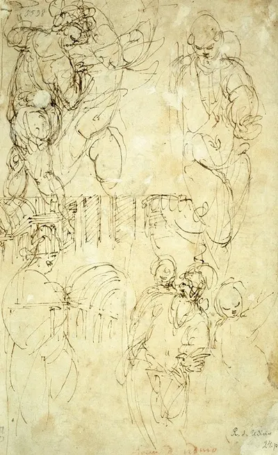 Sketches of Figures by Battista Franco — digital art print download