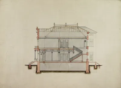 Design Studies, Section Through House, Presentation by Carl (Charles) J. Furst — digital art print download