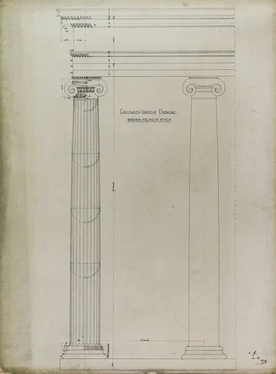 Orders of Architecture, Greek Ionic Order from the Temple of Minerva Polias, Athens, Greece, Elevation by Carl (Charles) J.…