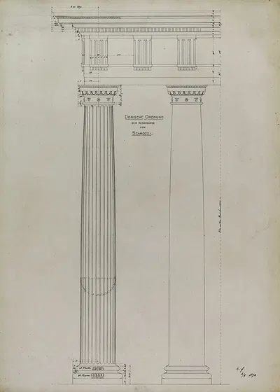 Orders of Architecture, Renaissance Doric Order from Vincenzo Scamozzi, Elevation by Carl (Charles) J. Furst, 1870 —…
