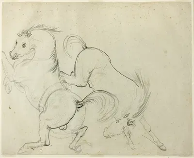 Two Horses Cavorting by Карл Верне, 1778-1836 — digital art print download