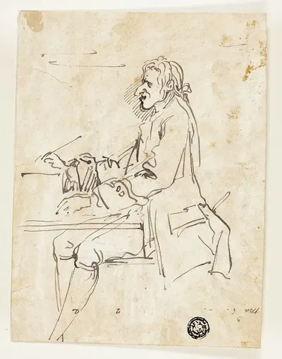 Caricature of Man Writing by Carlo Marchionni — digital art print download