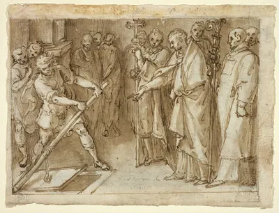 Saint Charles Borromeo Supervising the Opening of a Crypt by Cesare Nebbia, c. 1604 — digital art print download