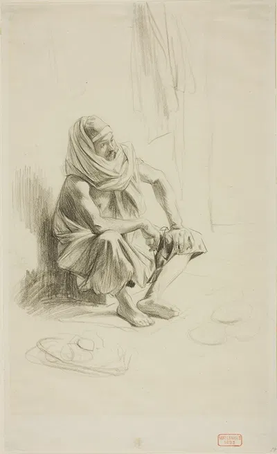 Seated Arab by Charles Beale, c. 1850 — digital art print download