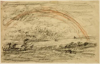Landscape with a Rainbow by Шарль Франсуа Дюбини, c. 1871 — digital art print download