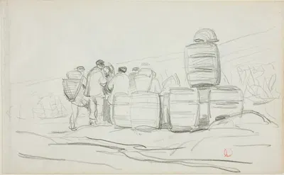 Two Studies of a woman Gleaning by Шарль Франсуа Дюбини, c. 1863 — digital art print download