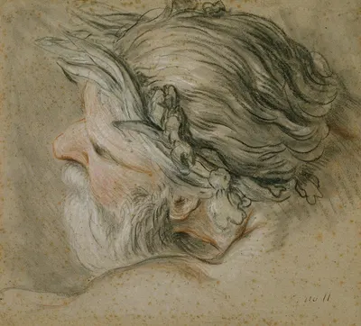 Head of a Sea God by Шарль-Жозеф Натоир, 1730-1740 — digital art print download