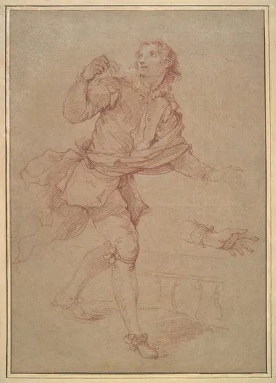 Study of a Young Man, study for the tapestry, Sancho’s departure for the island of Barataria by Шарль-Жозеф Натоир —…