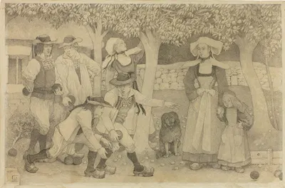 Petanque Players in Brittany by Шарль Лаваль, 1890 — digital art print download