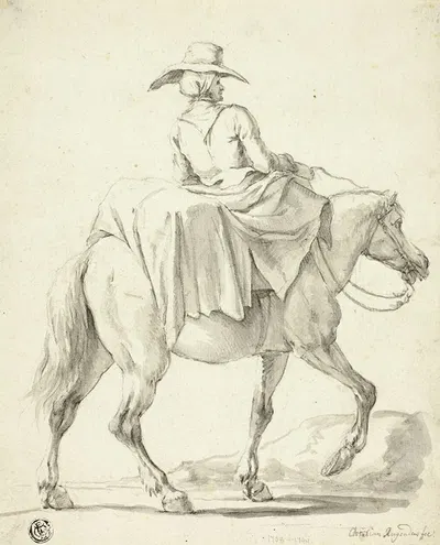 Market Woman on Horseback by Кристиан Ругендас — digital art print download