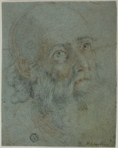 Head of a Bearded Man, Looking Up to Right; Study for Saint Catherine of Alexandria Disputing with the Pagan Priests by…