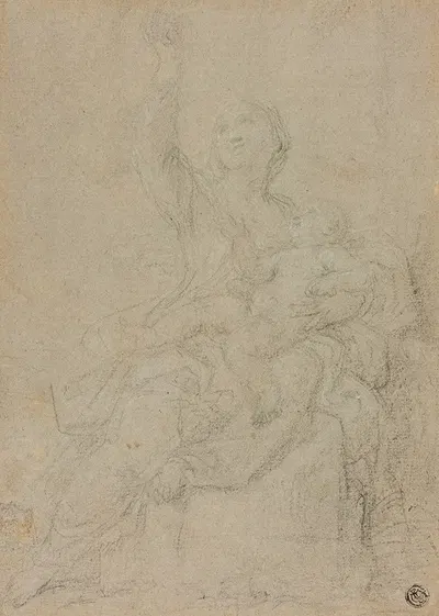 Seated Madonna and Child by Ciro Ferri — digital art print download