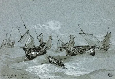 Boats Going Out, Entretat by Кларксон Стэнфилд, 1858 — digital art print download