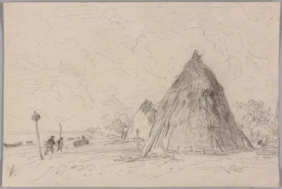 Landscape with Haystacks by Констант Труайон — digital art print download