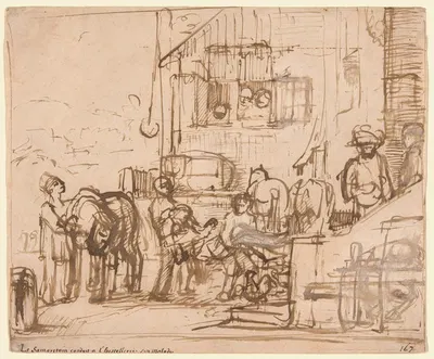 The Good Samaritan Arriving at the Inn by Константин ван Ренесс, c. 1660 — digital art print download