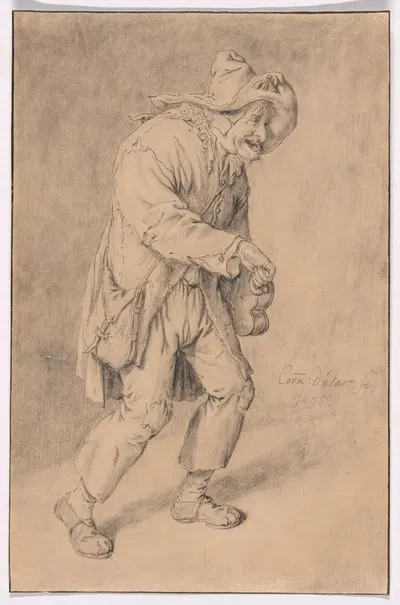 Hurdy-Gurdy Player by Корнелис Дюсарт, 1695 — digital art print download