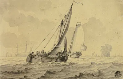 Boats in Full Sail by Корнелис де Гриент — digital art print download