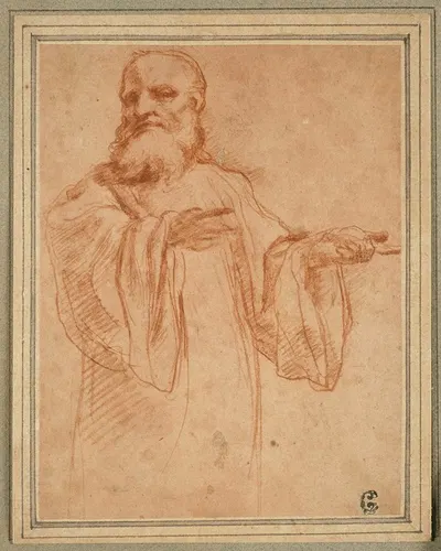 St. Benedict Gesturing to the Left; Study for the Coronation of the Virgin by Корреджо — digital art print download