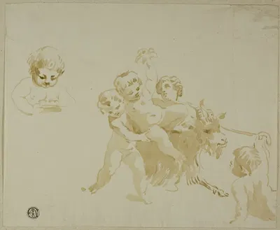 Putti Playing with Goat by Антон Мария Занетти Старший — digital art print download