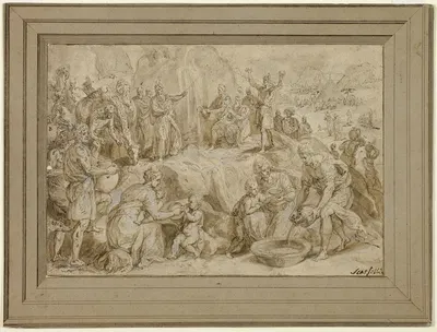 Moses Striking Water from the Rock by Crispijn van den Broeck — digital art print download
