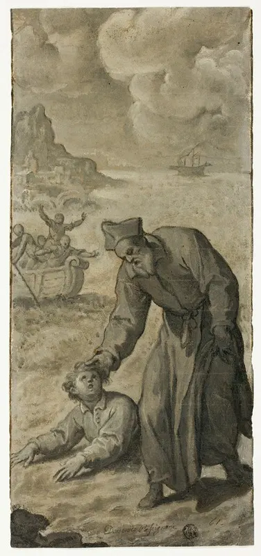 Study for Saint Philip Neri Rescuing a Drowning Youth by Cristoforo Roncalli — digital art print download
