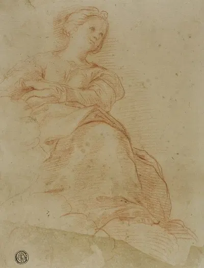 Woman Seated on Clouds by Cristoforo Roncalli, c. 1600 — digital art print download