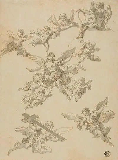 Sketches of Angels and Putti by Daniel Gran — digital art print download
