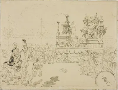 Scene from the Fêtes de Rennes by Даниэль Урабьета Вьерге, c. 1880 — digital art print download