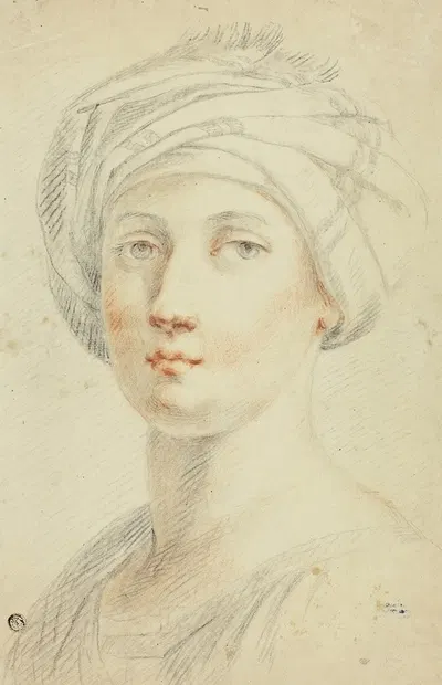 Portrait Bust of Young Woman in Turban by David Allan — digital art print download