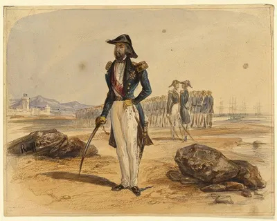 General with Troops in Background by Денис Огюст Мари Раффе — digital art print download