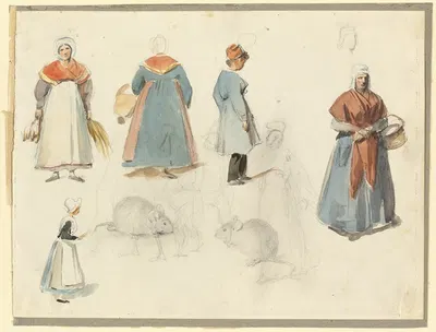 Sheet of Sketches; Men, Women and Mice by Денис Огюст Мари Раффе — digital art print download