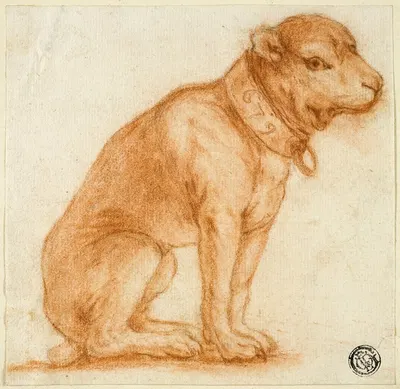 Seated Dog with Collar by Дирк Валькенбург — digital art print download