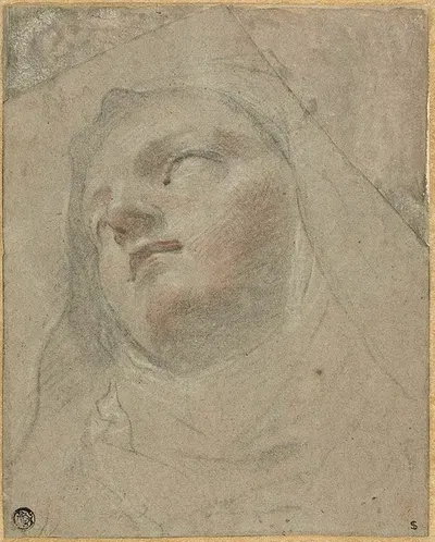 Head of a Dominican Nun; Study for the Ecstasy of Saint Dominic by Domenico Maria Canuti — digital art print download