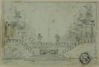 Staircase and Terrace in Formal Garden by Доменико Квальо-младший — digital art print download