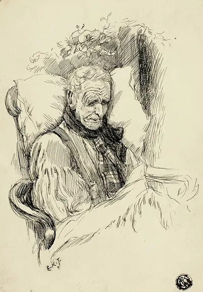 Dying Old Man by Эдвард Киллингворт Джонсон — digital art print download