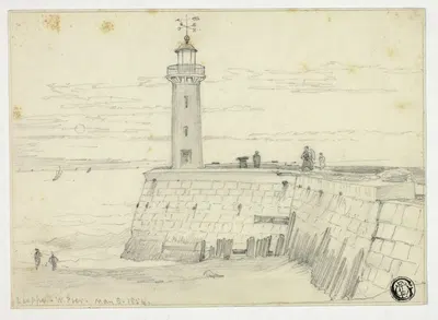 Dieppe, West Pier by Эдвард Уильям Кук, 1854 — digital art print download
