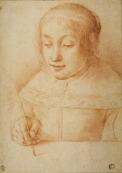 Young Woman Writing or Drawing by Elisabetta Sirani — digital art print download