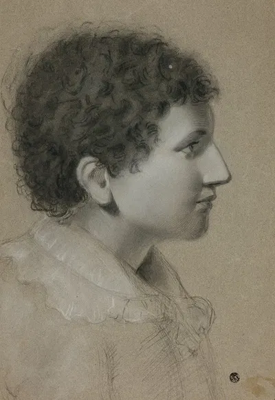 Profile of Youth with Curly Hair by Элизабета Мюррей — digital art print download