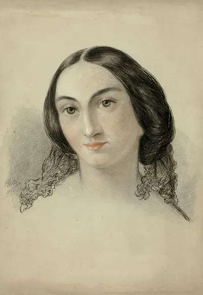 Female Portrait Head by Элизабета Мюррей, 1858 — digital art print download