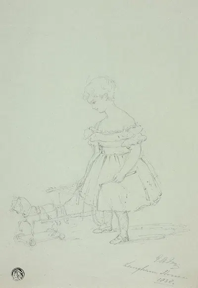 Girl with Toy Horse at Langham House by Элизабета Мюррей, 1838 — digital art print download