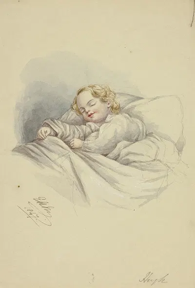 Hugh Sleeping by Элизабета Мюррей, 1847 — digital art print download