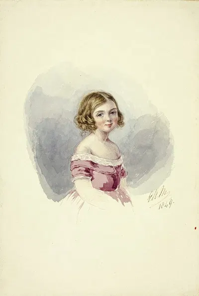 Portrait of a Young Girl by Элизабета Мюррей, 1849 — digital art print download