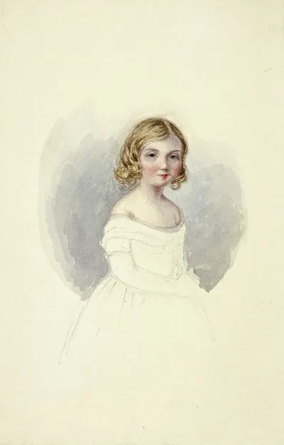 Portrait of Young Girl with Shoulderless Gown by Элизабета Мюррей — digital art print download
