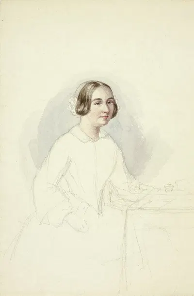 Young Woman at Writing Desk by Elizabeth Murray — digital art print download