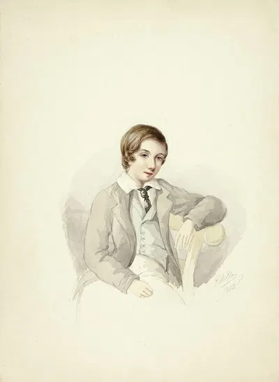 Youth Leaning on Chair by Элизабета Мюррей, 1852 — digital art print download